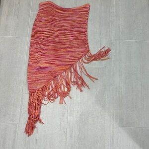 Multicolor Fringe Knit Poncho